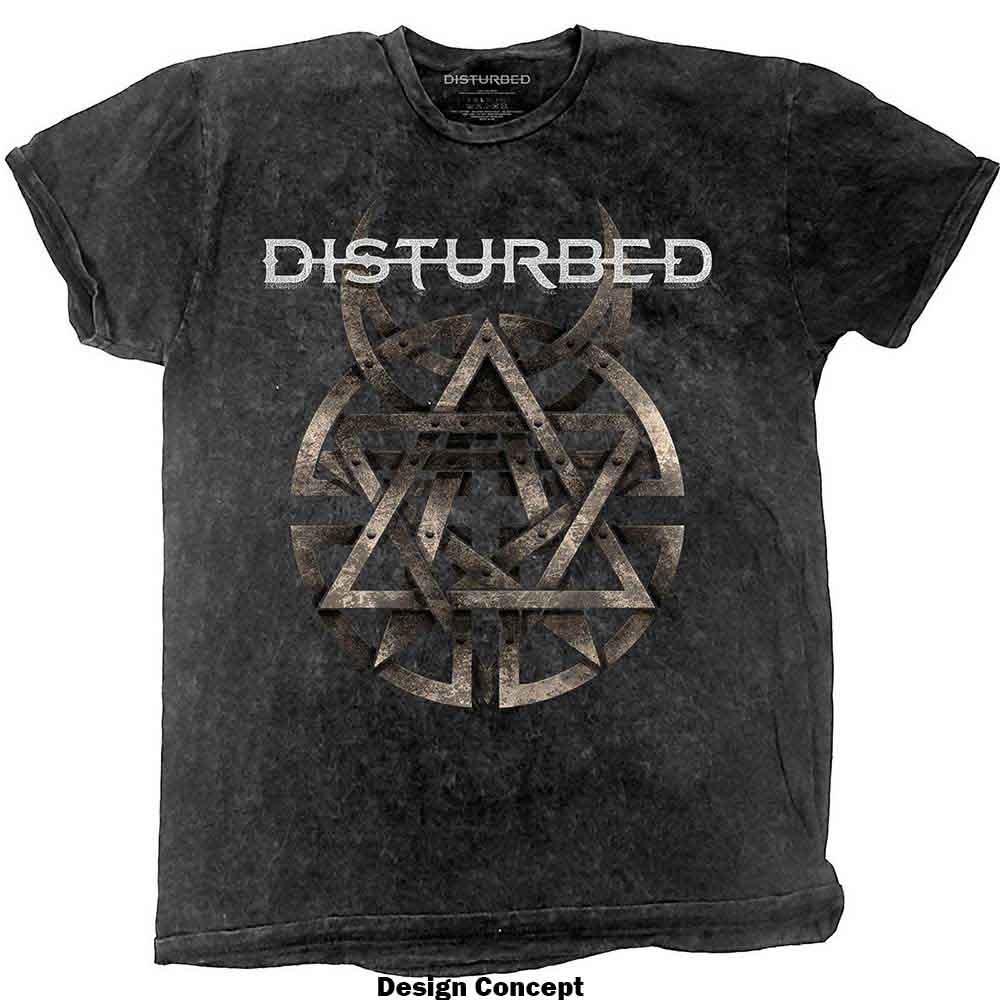 Disturbed Unisex T-Shirt: Riveted (Charcoal Grey) (Wash Collection)