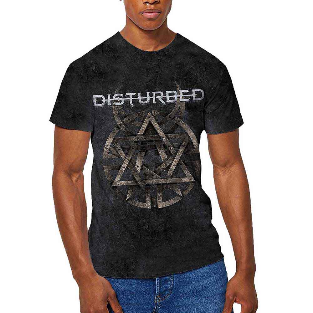Disturbed Unisex T-Shirt: Riveted (Charcoal Grey) (Wash Collection)