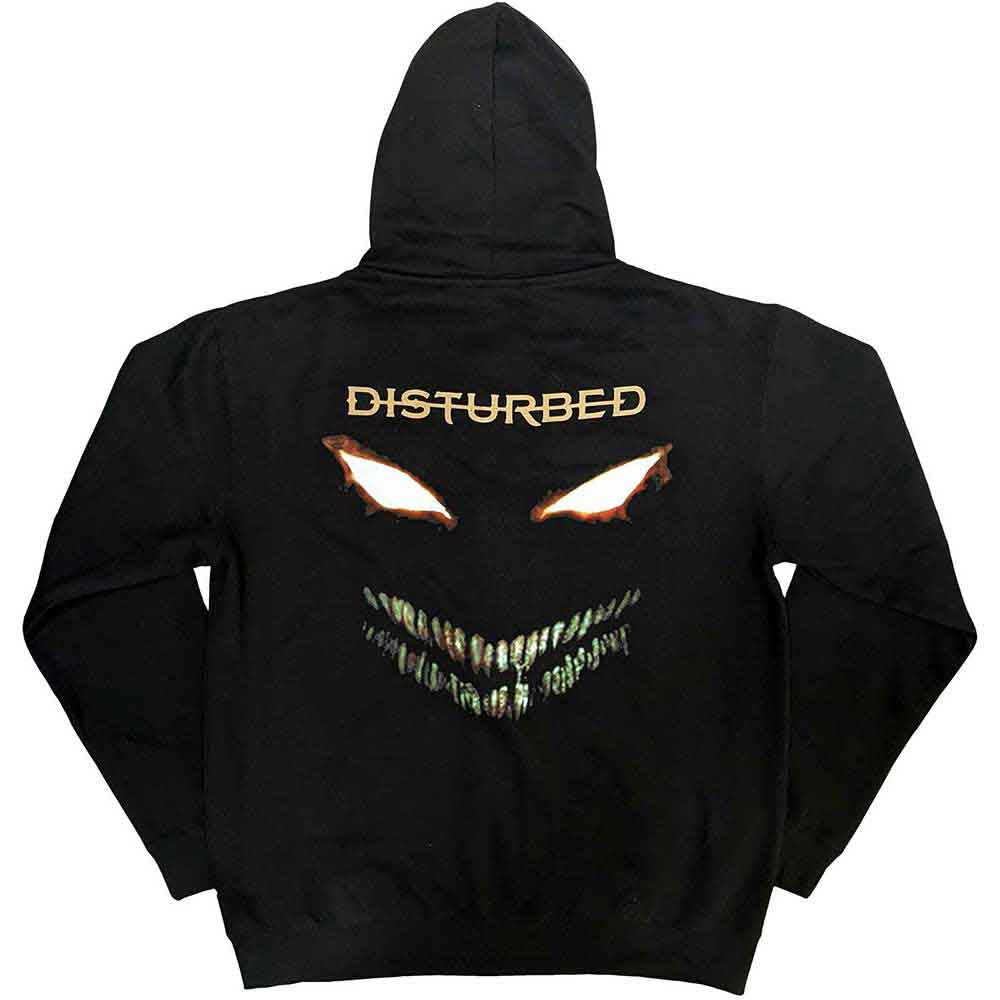 Disturbed Unisex Zipped Hoodie: The Face (Black) (Back Print)