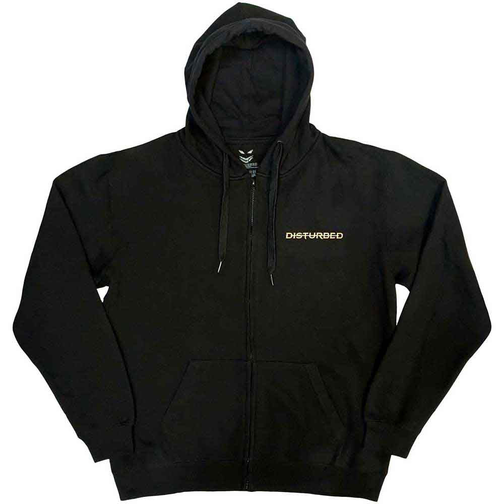 Disturbed Unisex Zipped Hoodie: The Face (Black) (Back Print)
