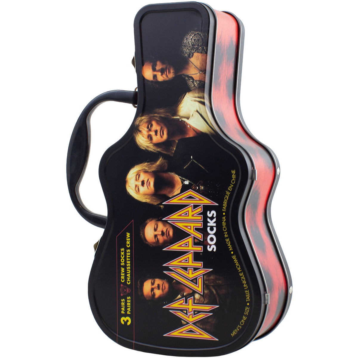 Def Leppard Unisex Sock Guitar Tin: Logos (Multicolour)  (UK Size 6.5 - 11)