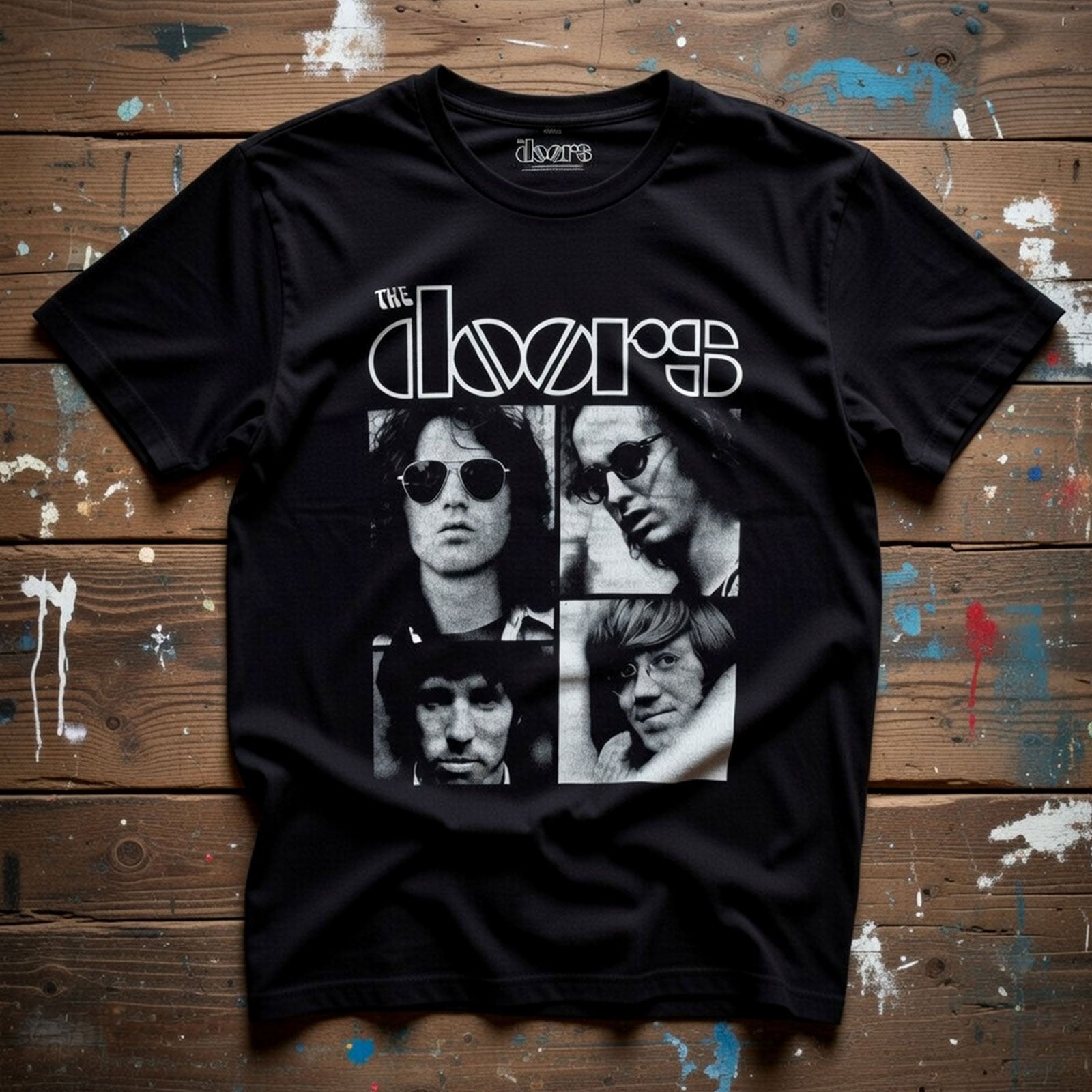 The Doors Unisex Premium Carbon T-Shirt: Squares (Black)