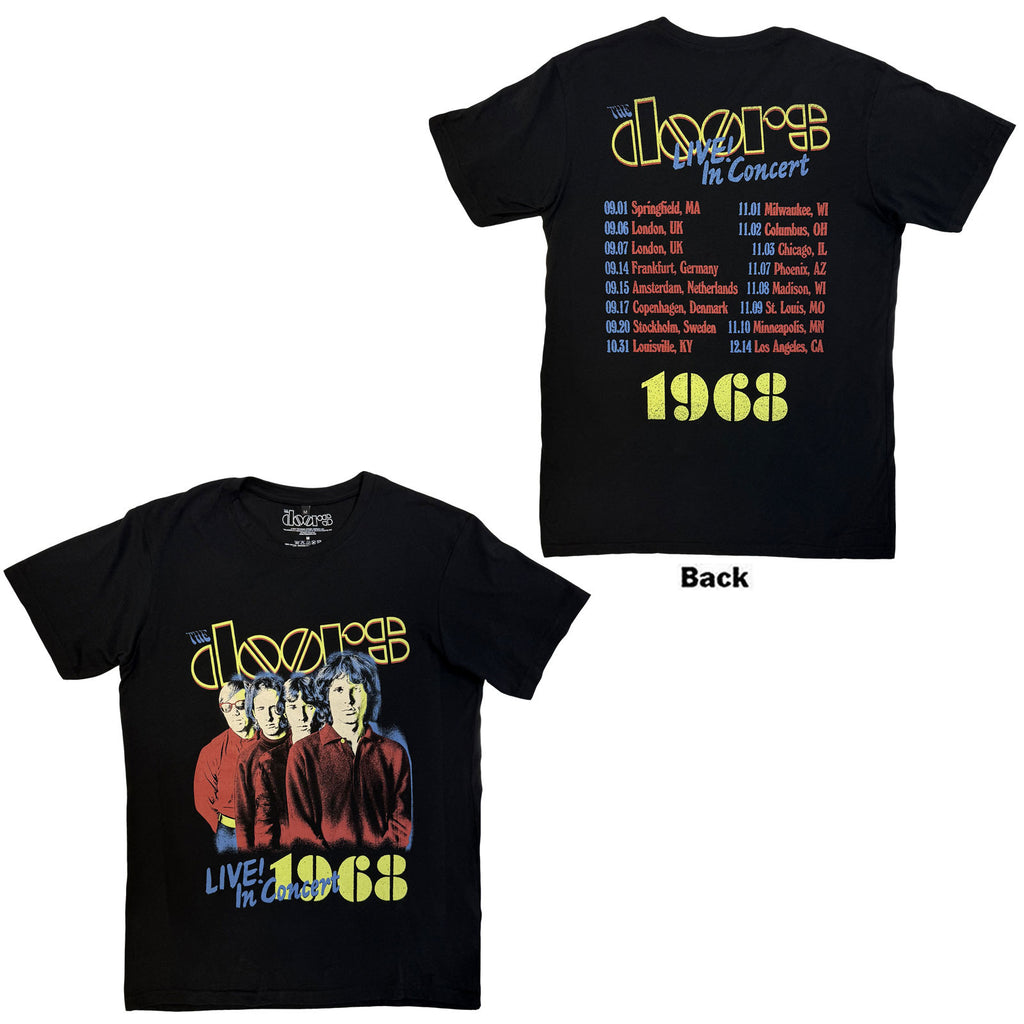 The Doors Unisex Premium Carbon T-Shirt: Live In Concert '68 (Black) (Back Print)