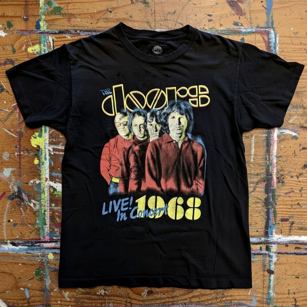 The Doors Unisex Premium Carbon T-Shirt: Live In Concert '68 (Black) (Back Print)