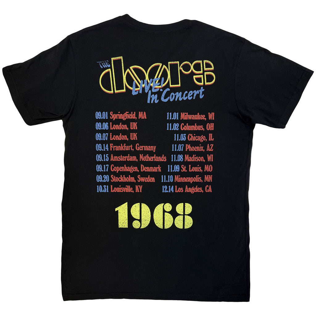 The Doors Unisex Premium Carbon T-Shirt: Live In Concert '68 (Black) (Back Print)