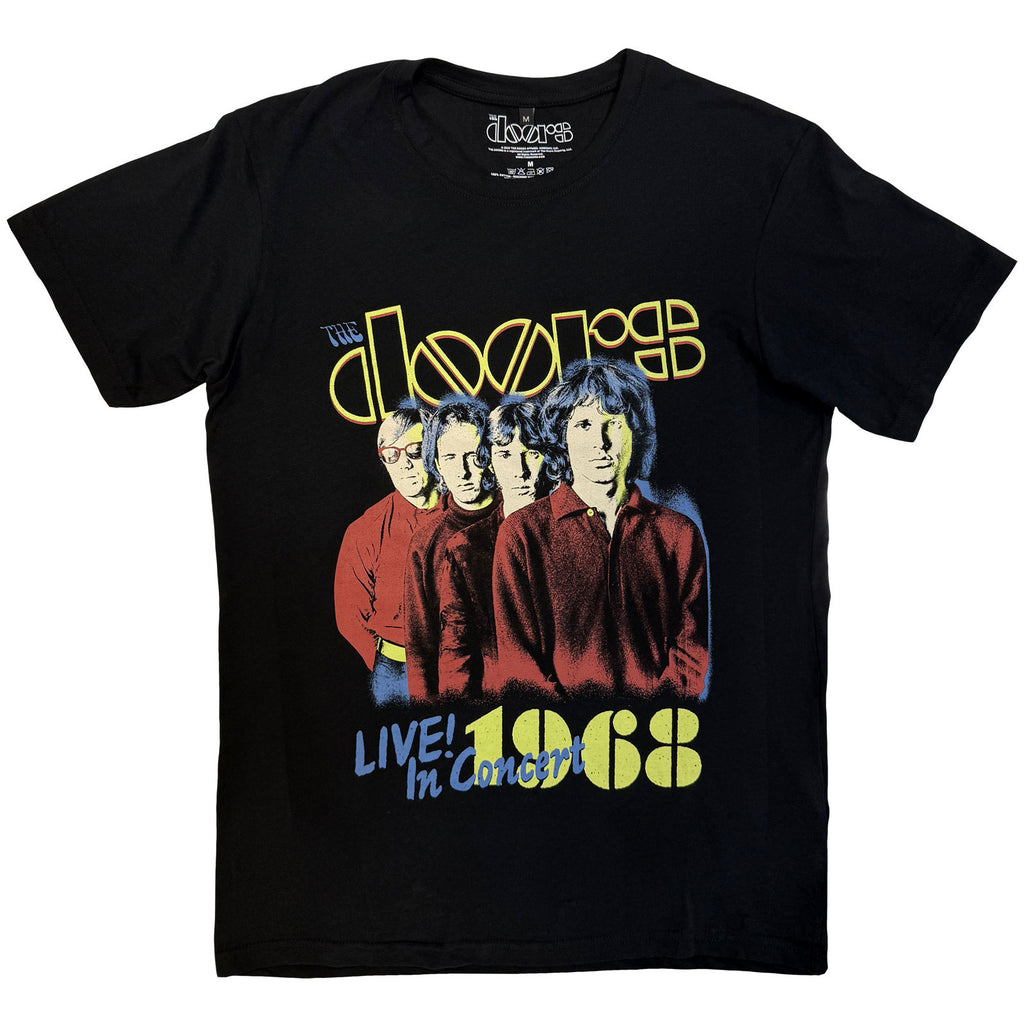 The Doors Unisex Premium Carbon T-Shirt: Live In Concert '68 (Black) (Back Print)
