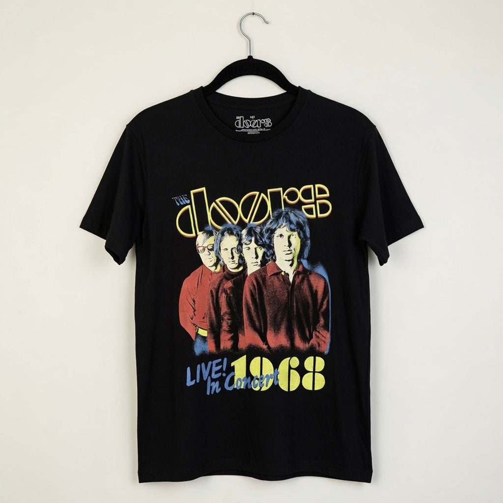 The Doors Unisex Premium Carbon T-Shirt: Live In Concert '68 (Black) (Back Print)