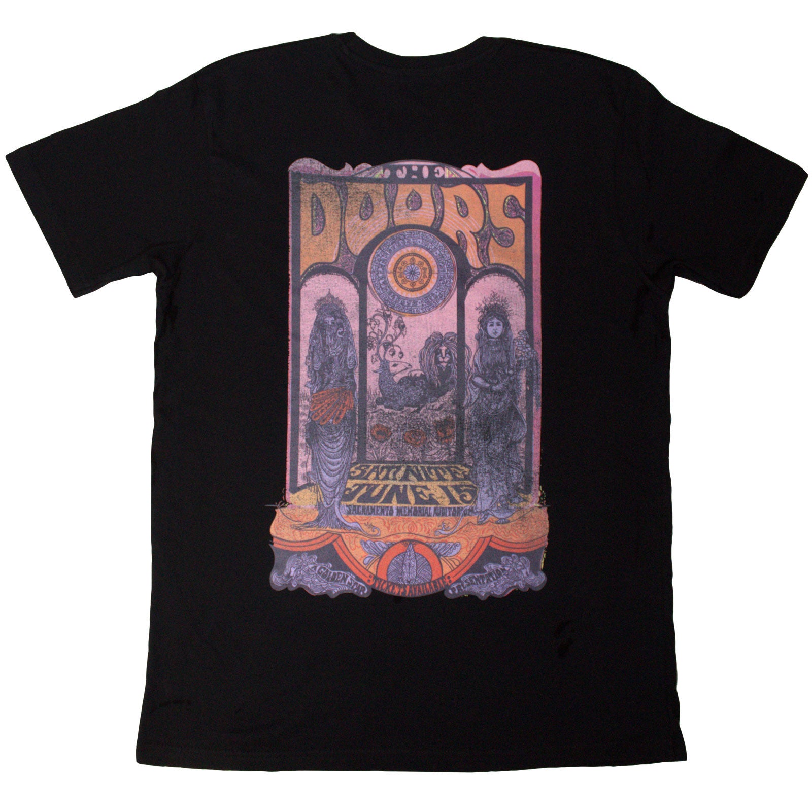 The Doors Unisex T-Shirt: Pink Orange (Black) (Back Print)