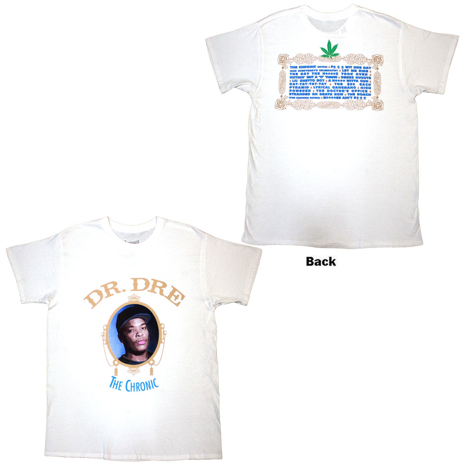 Dr. Dre Unisex T-Shirt: The Chronic (White) (Back Print)
