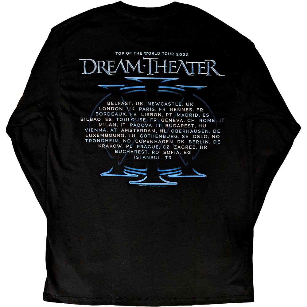 Dream Theater Unisex Long Sleeve T-Shirt: Band Photo TOTW Tour 2022 (Black) (Back Print & Ex-Tour)