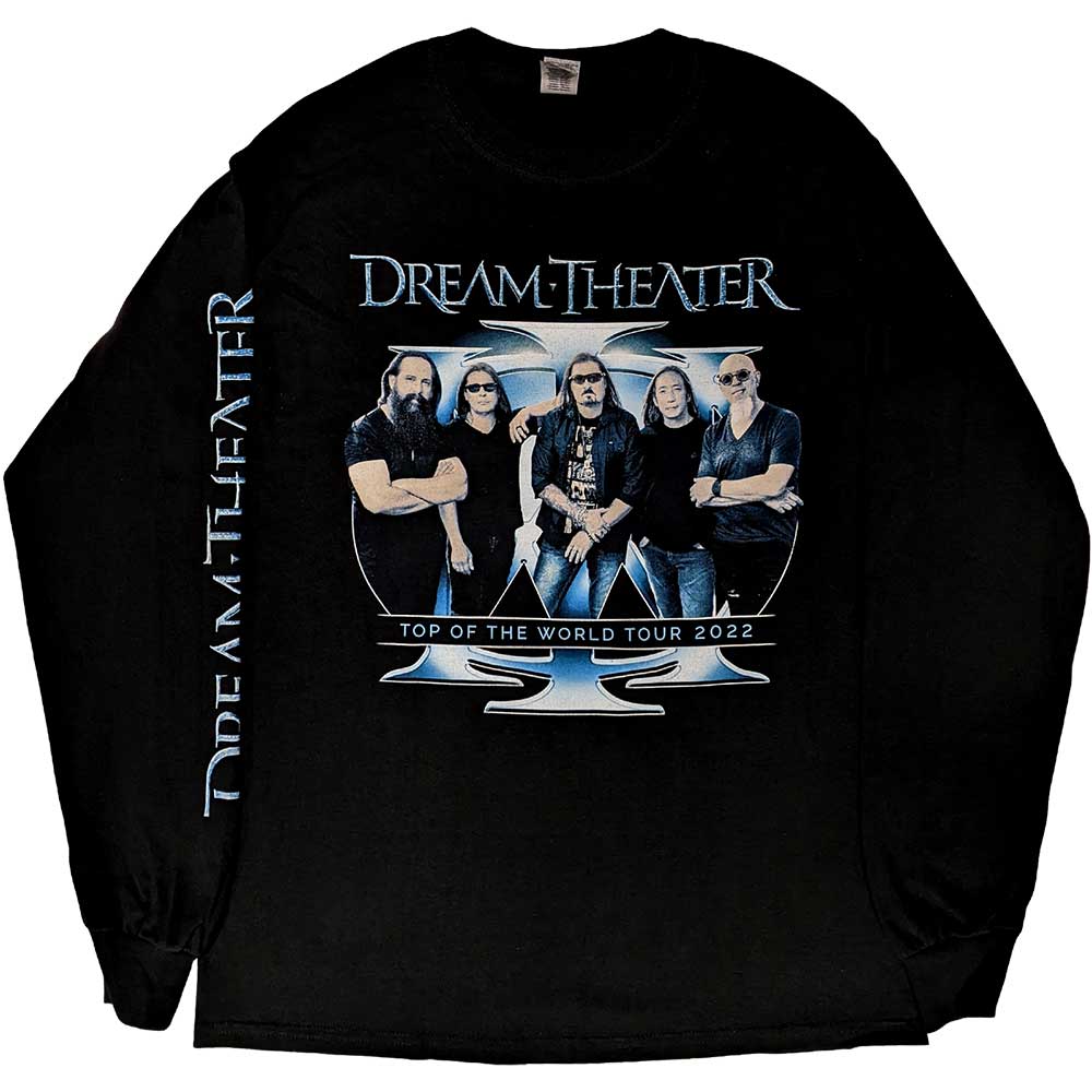 Dream Theater Unisex Long Sleeve T-Shirt: Band Photo TOTW Tour 2022 (Black) (Back Print & Ex-Tour)