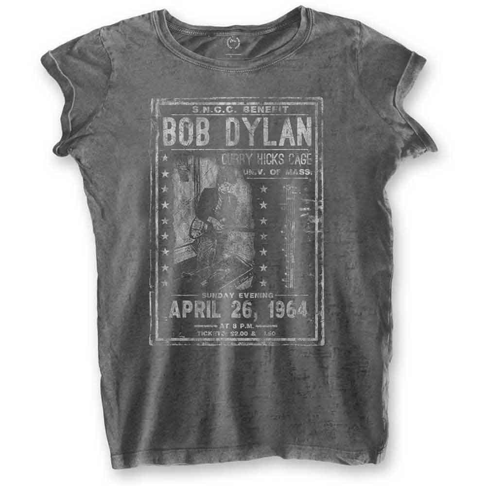 Bob Dylan Ladies Burnout T-Shirt: Curry Hicks Cage (Charcoal Grey) (LOS)