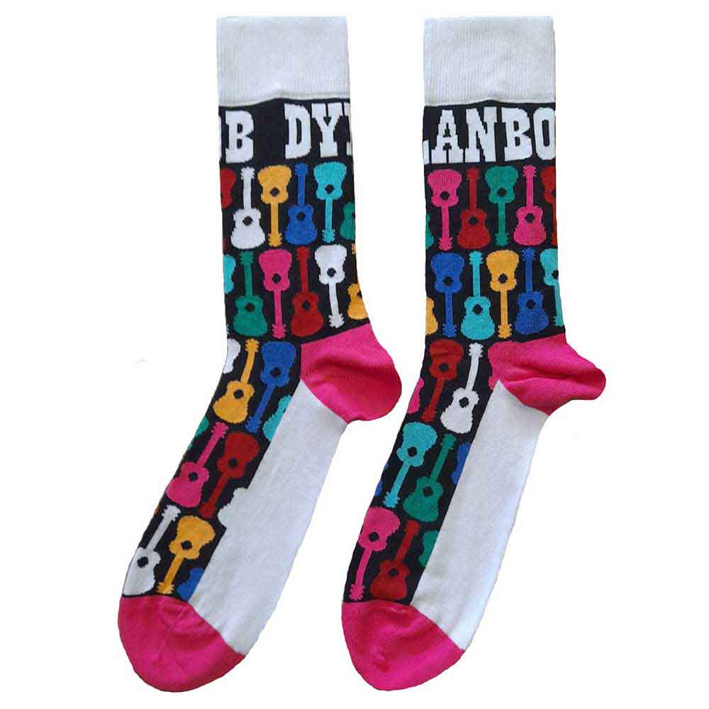 Bob Dylan Unisex Ankle Socks: Guitar Pattern (Black & Multicolour) (UK Size 7 - 11)