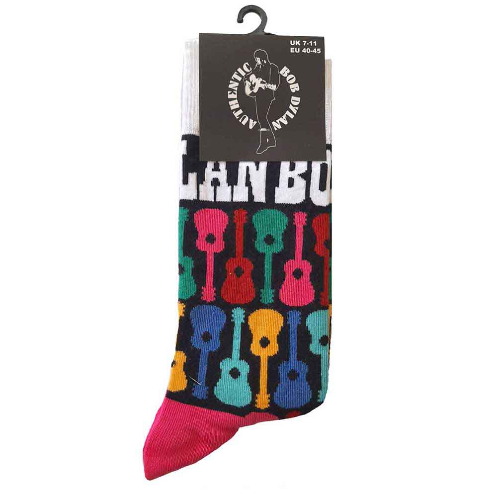 Bob Dylan Unisex Ankle Socks: Guitar Pattern (Black & Multicolour) (UK Size 7 - 11)