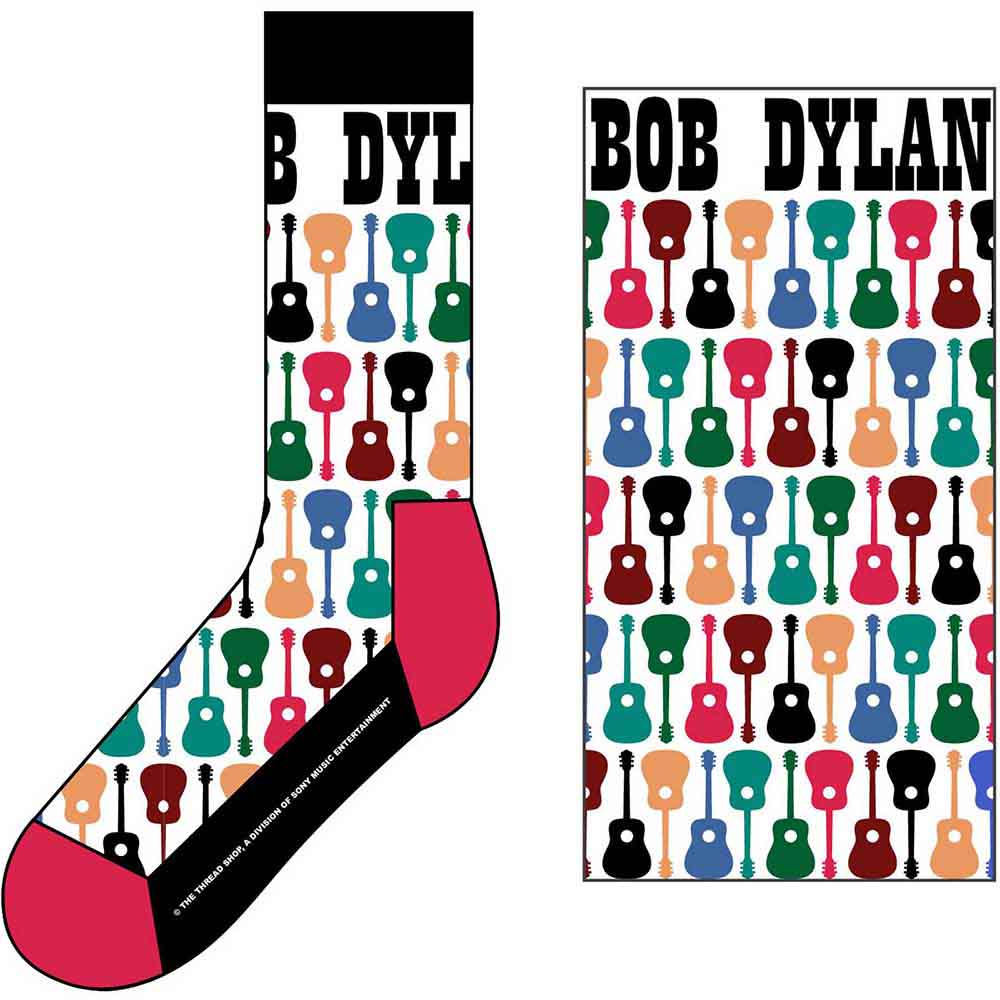 Bob Dylan Unisex Ankle Socks: Guitar Pattern (Multicolour) (UK Size 7 - 11)