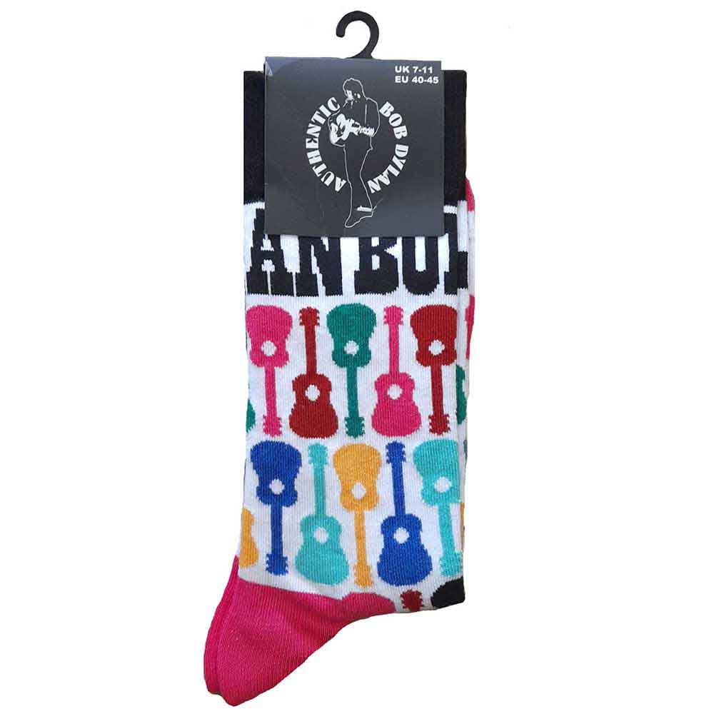 Bob Dylan Unisex Ankle Socks: Guitar Pattern (Multicolour) (UK Size 7 - 11)