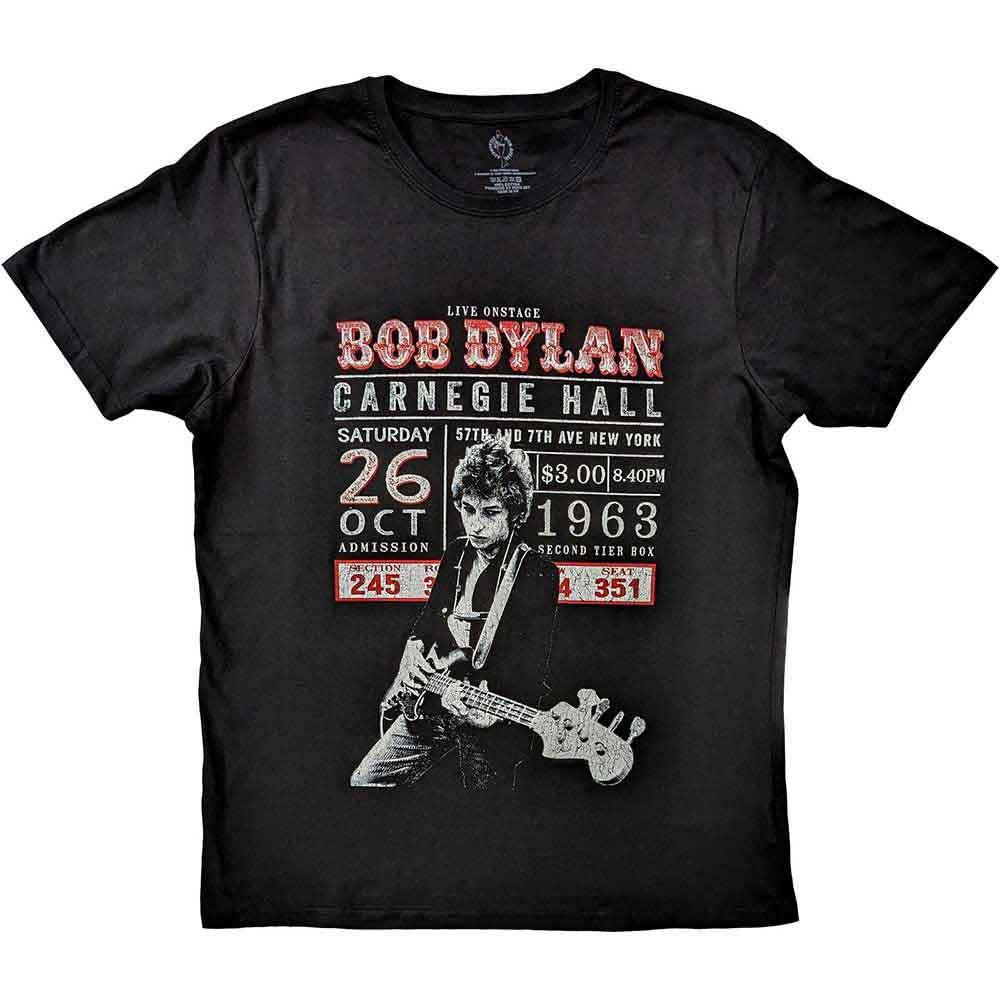 Bob Dylan Unisex T-Shirt: Carnegie Hall '63 (Black)