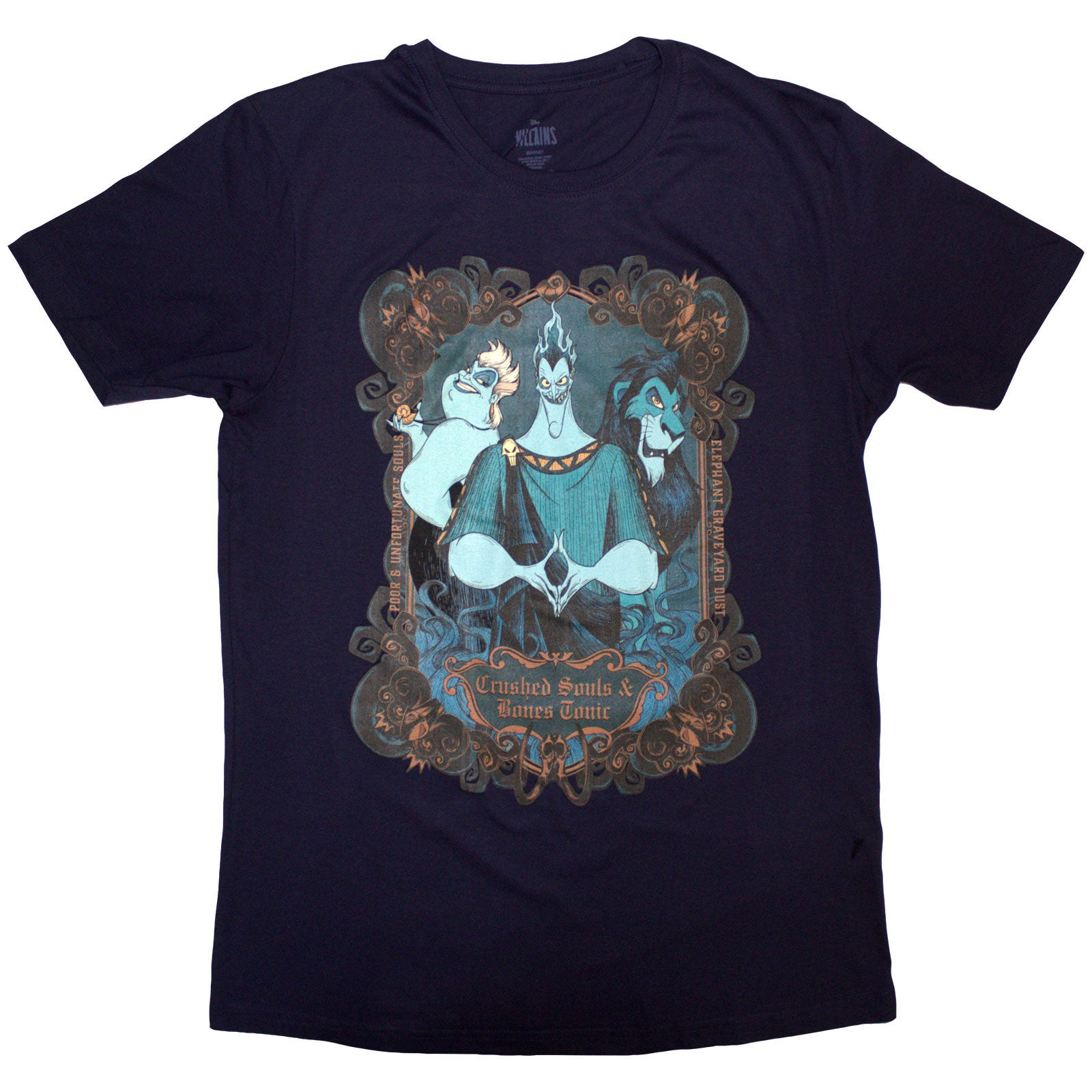 Disney Unisex T-Shirt: Villains Crushed Souls (Navy Blue)