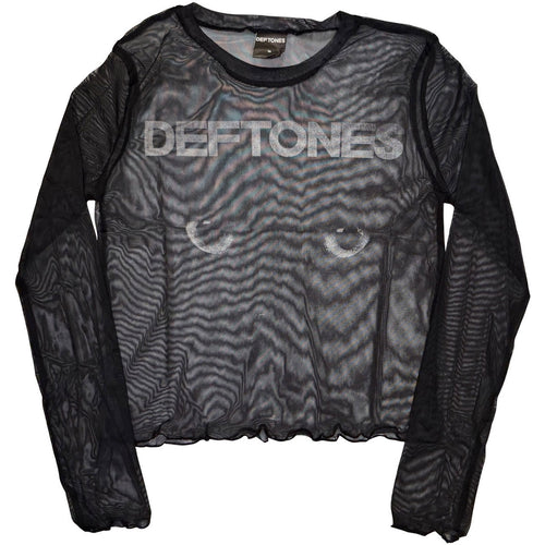 Deftones: Sphynx Ladies Long Sleeve Mesh Crop Top (Black)