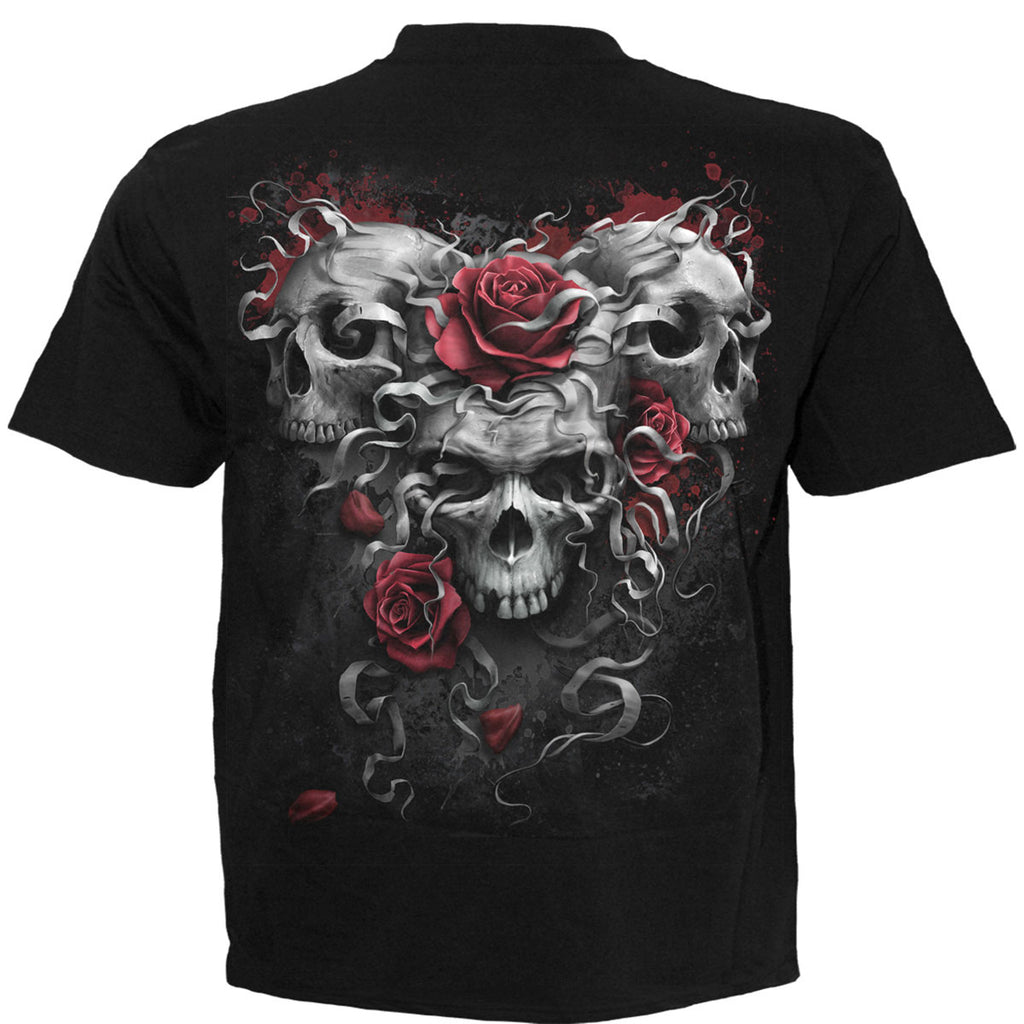 Spiral Unisex T-Shirt: Skulls N' Roses (Black) (Back Print)