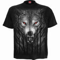 Spiral Unisex T-Shirt: Forest Wolf (Black) (Back Print)