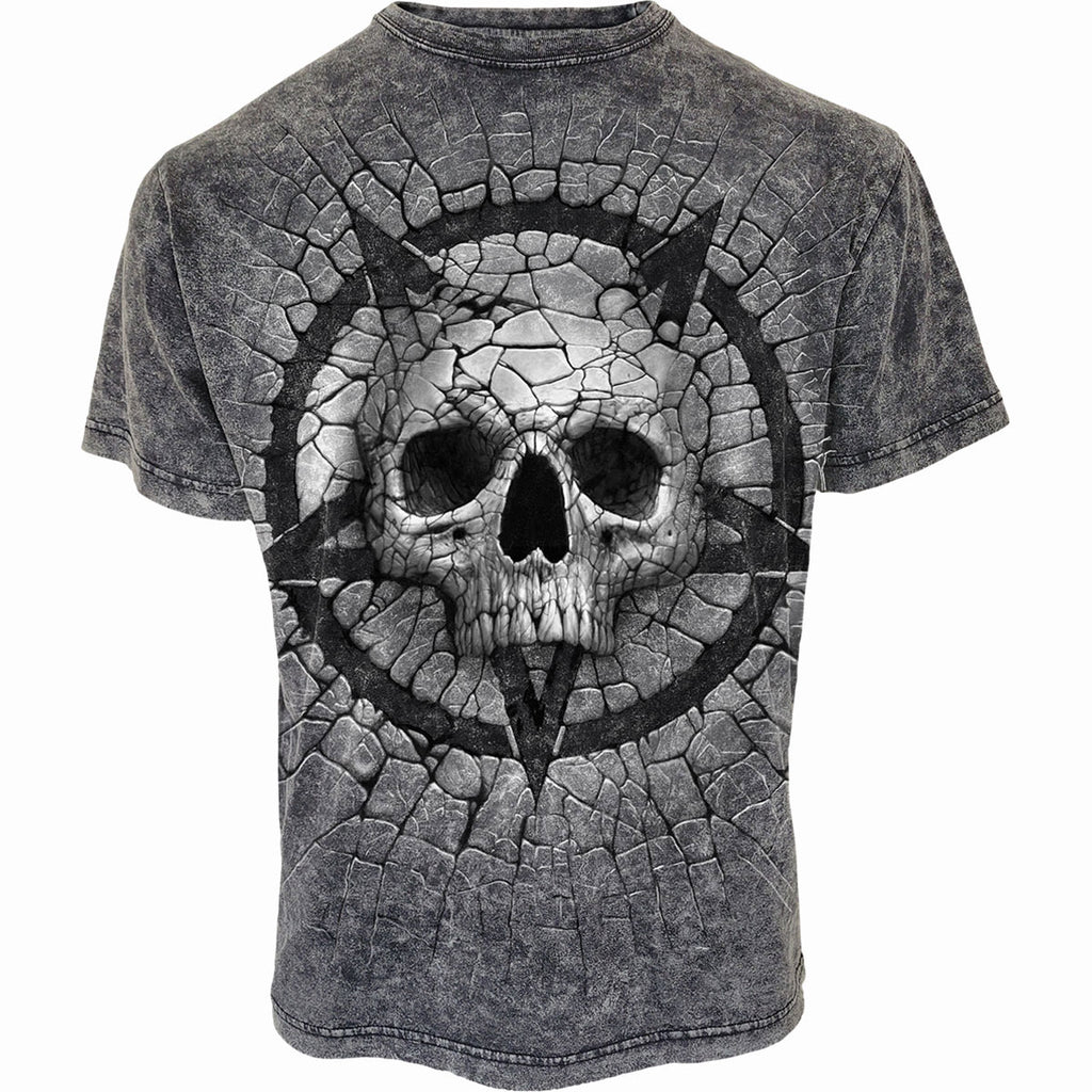 Spiral Unisex Acid Wash T-Shirt: Cracking Up (Black & Grey)