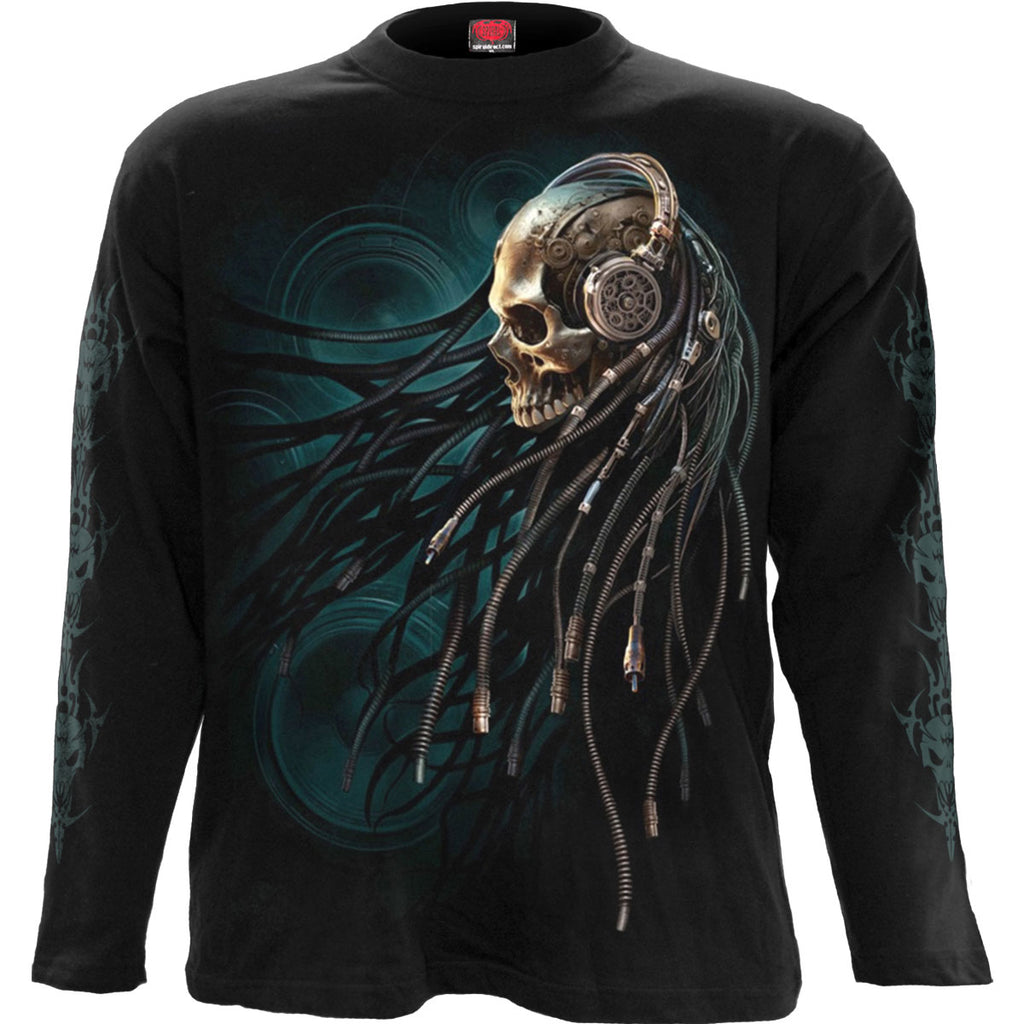 Spiral Unisex Long Sleeve T-Shirt: Dread Rocks (Black) (Back & Sleeve Print)