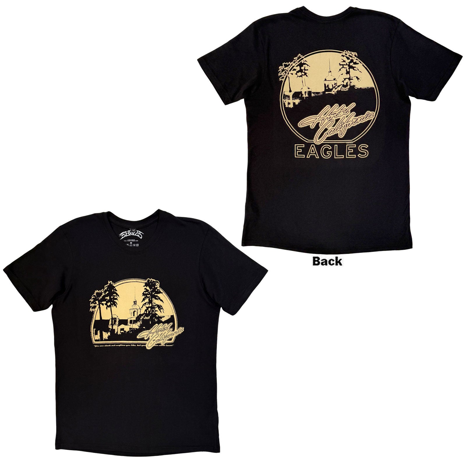 Eagles Unisex Premium Carbon T-Shirt: Hotel California (Black) (Back Print)