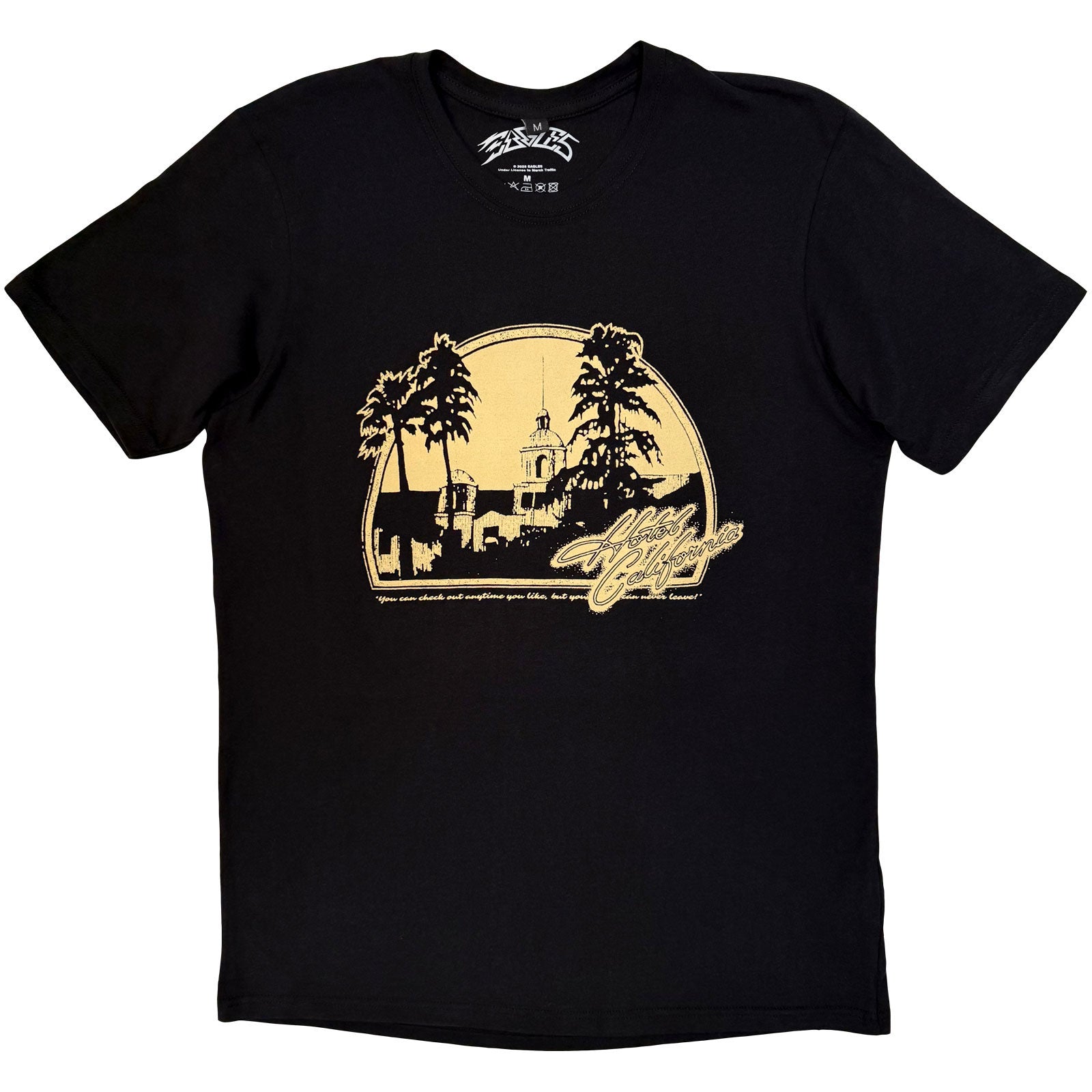 Eagles Unisex Premium Carbon T-Shirt: Hotel California (Black) (Back Print)