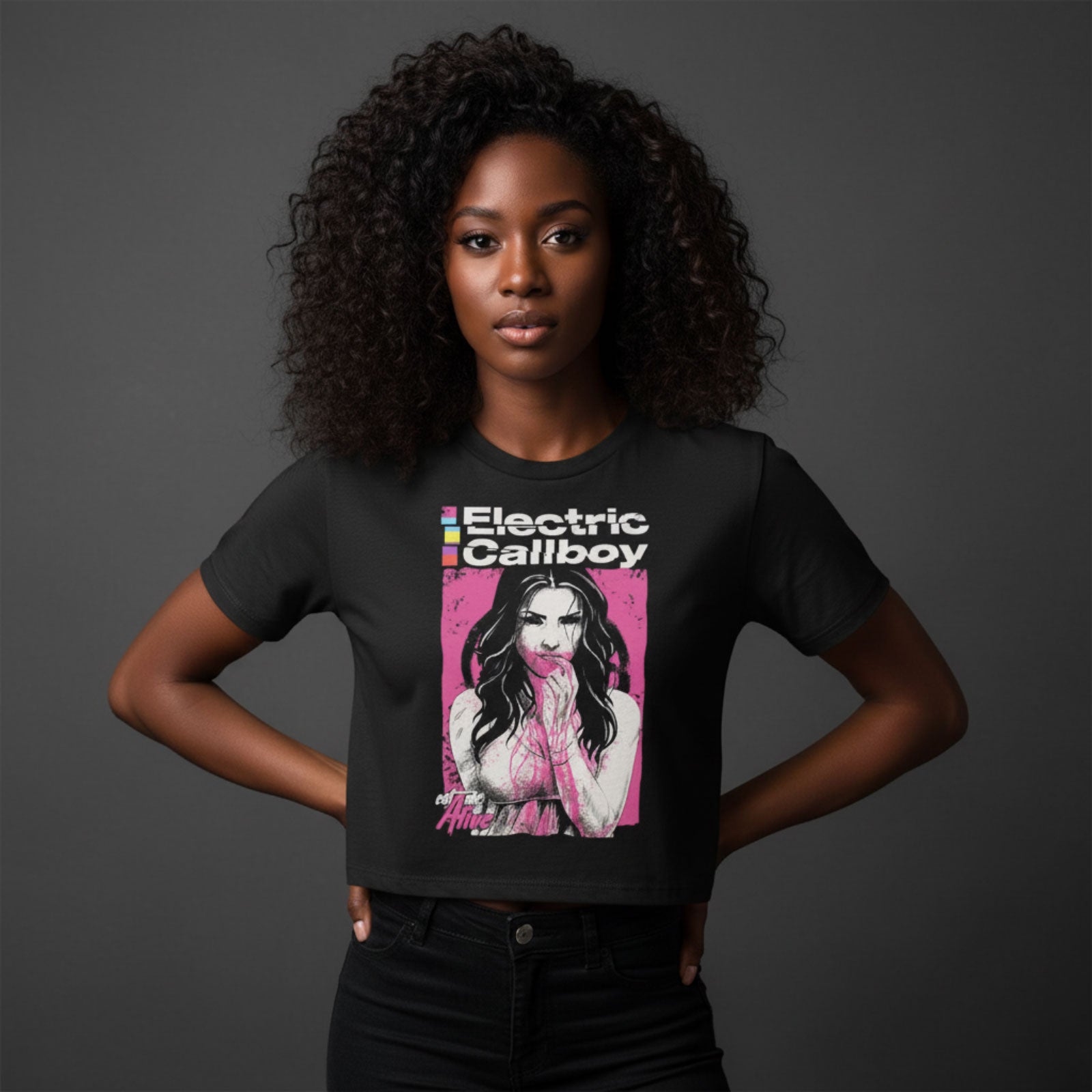 Electric Callboy Ladies Crop Top: Eat Me Alive (Black) (Back Print)