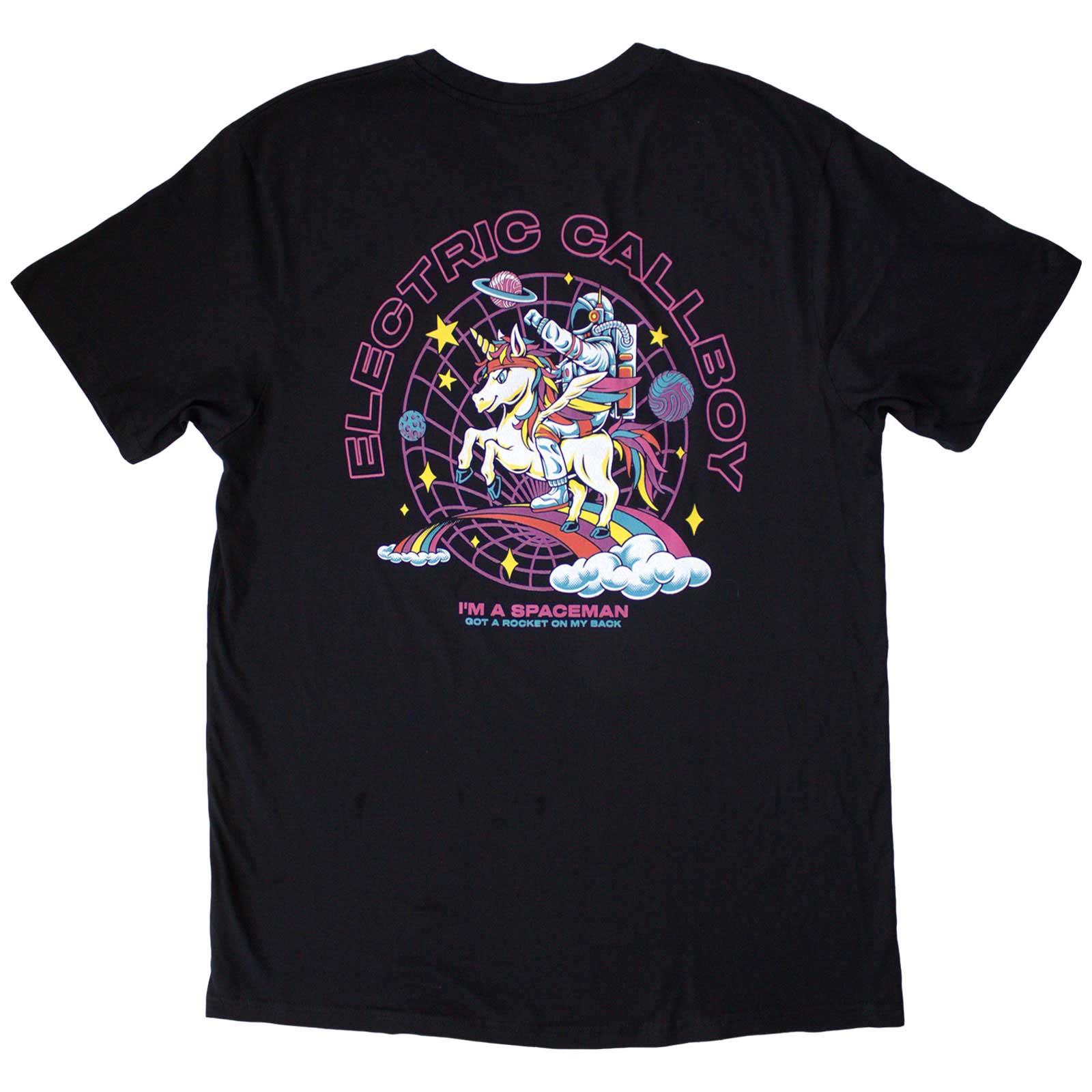 Electric Callboy Unisex T-Shirt: Spaceman Unicorn (Black) (Back Print)