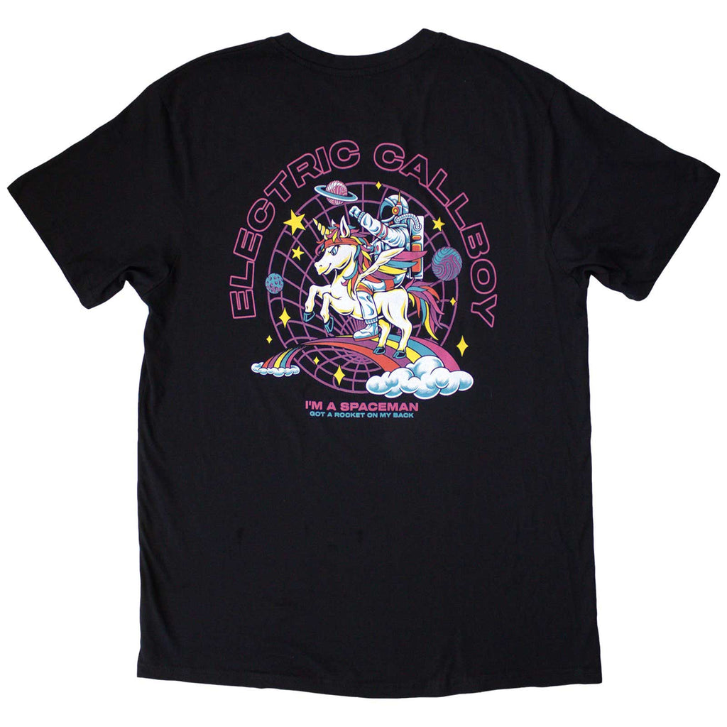 Electric Callboy Unisex T-Shirt: Spaceman Unicorn (Black) (Back Print)