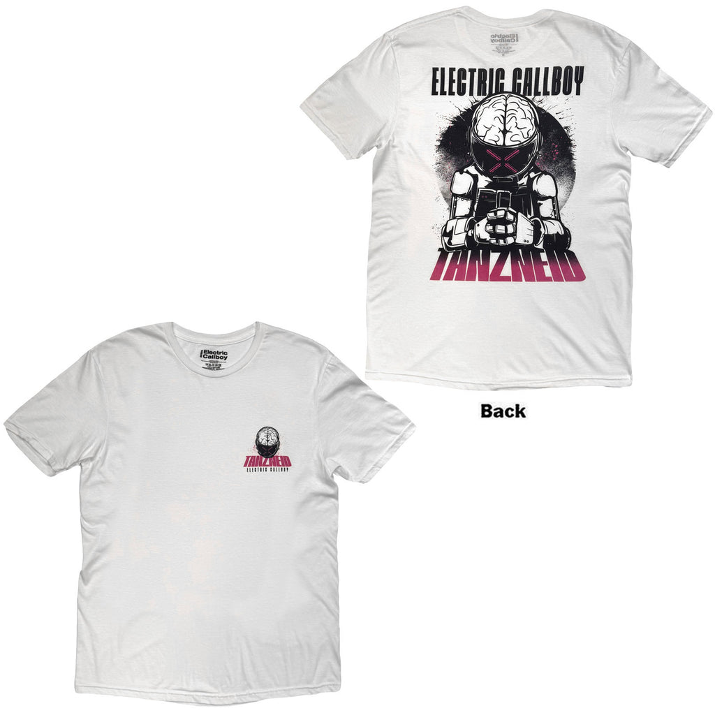 Electric Callboy Unisex T-Shirt: Tanzneid Robot (White) (Back Print)