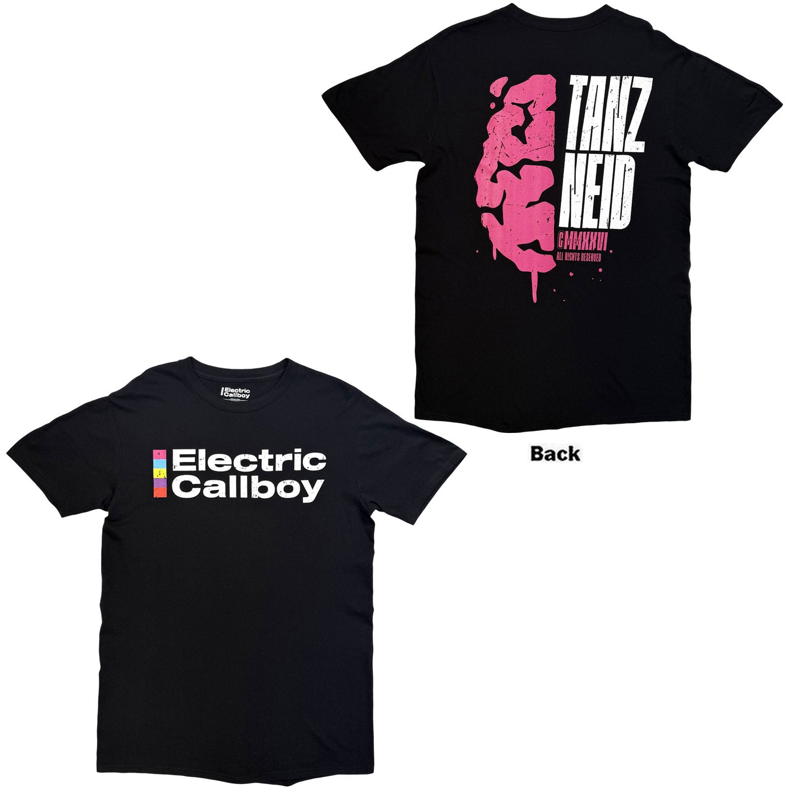 Electric Callboy Unisex T-Shirt: Tanzneid All Rights Reserved (Black) (Back Print)