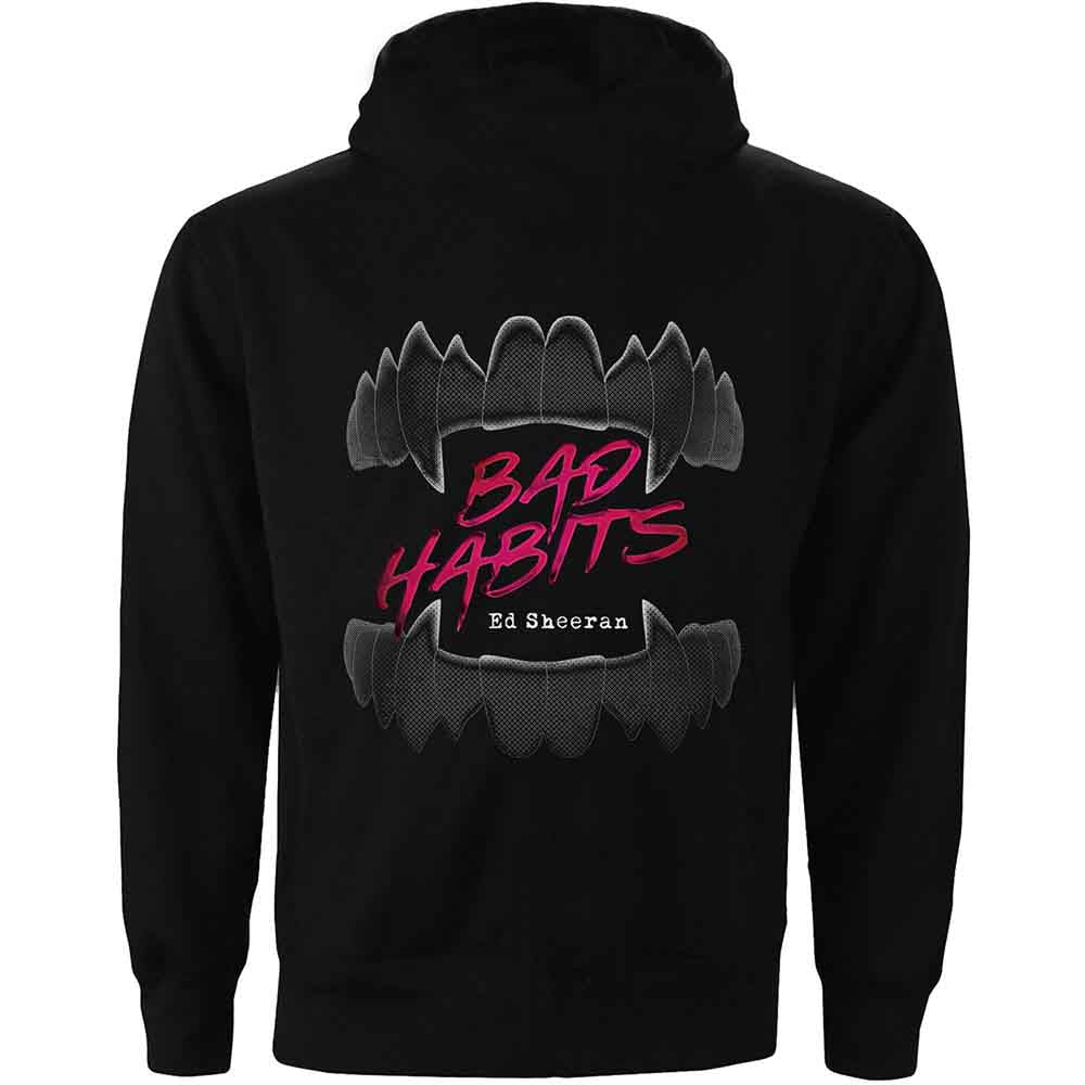 Ed Sheeran Unisex Pullover Hoodie: Bad Habits (Black) (Back Print)