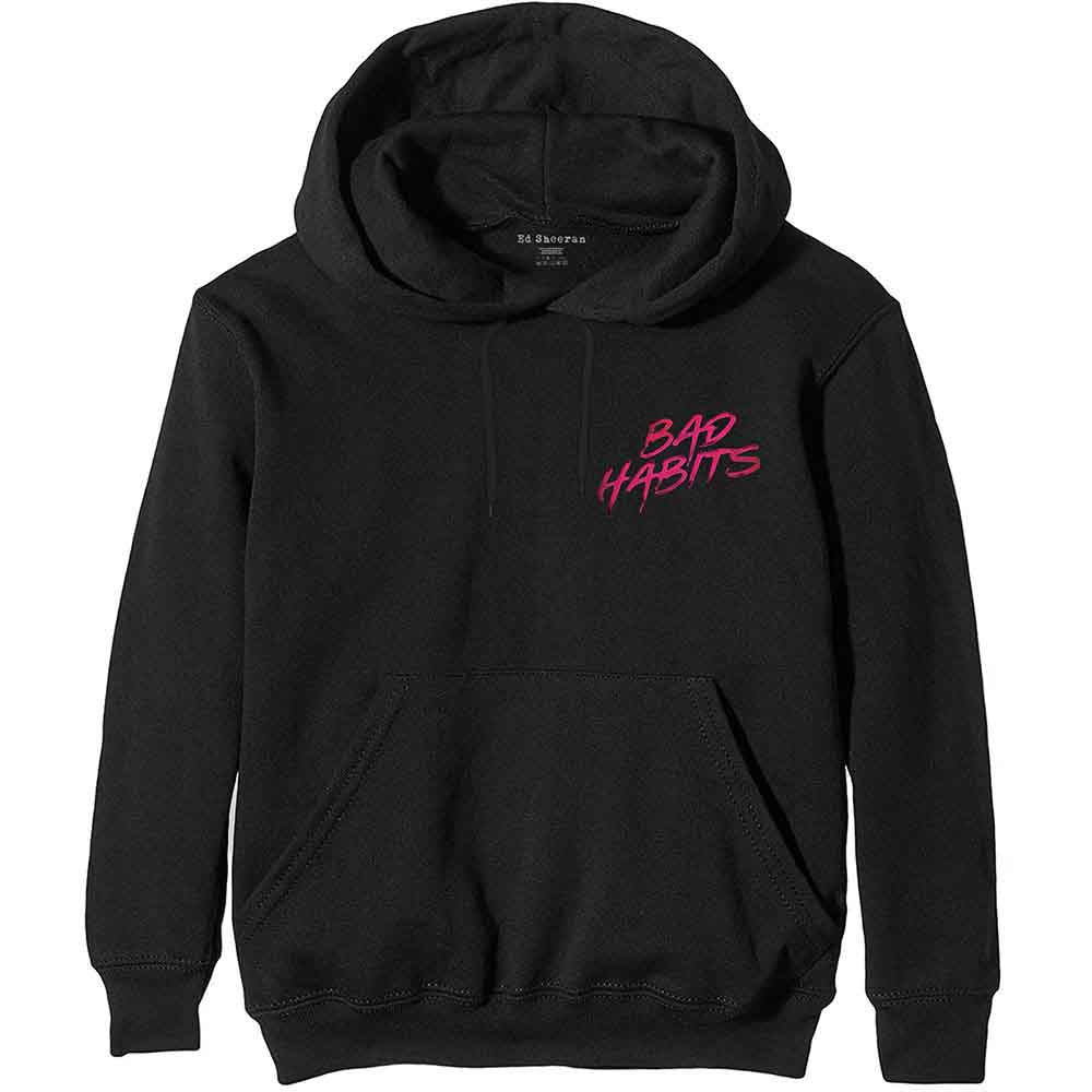 Ed Sheeran Unisex Pullover Hoodie: Bad Habits (Black) (Back Print)
