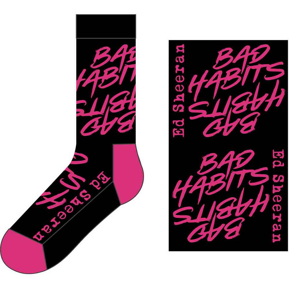 Ed Sheeran Unisex Ankle Socks: Bad Habits (Black) (UK Size 7 - 11)