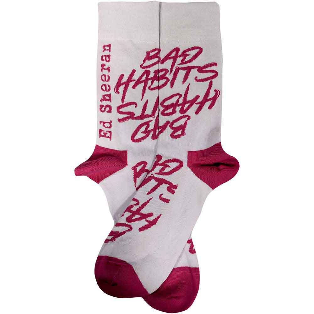 Ed Sheeran Unisex Ankle Socks: Bad Habits (White) (UK Size 7 - 11)