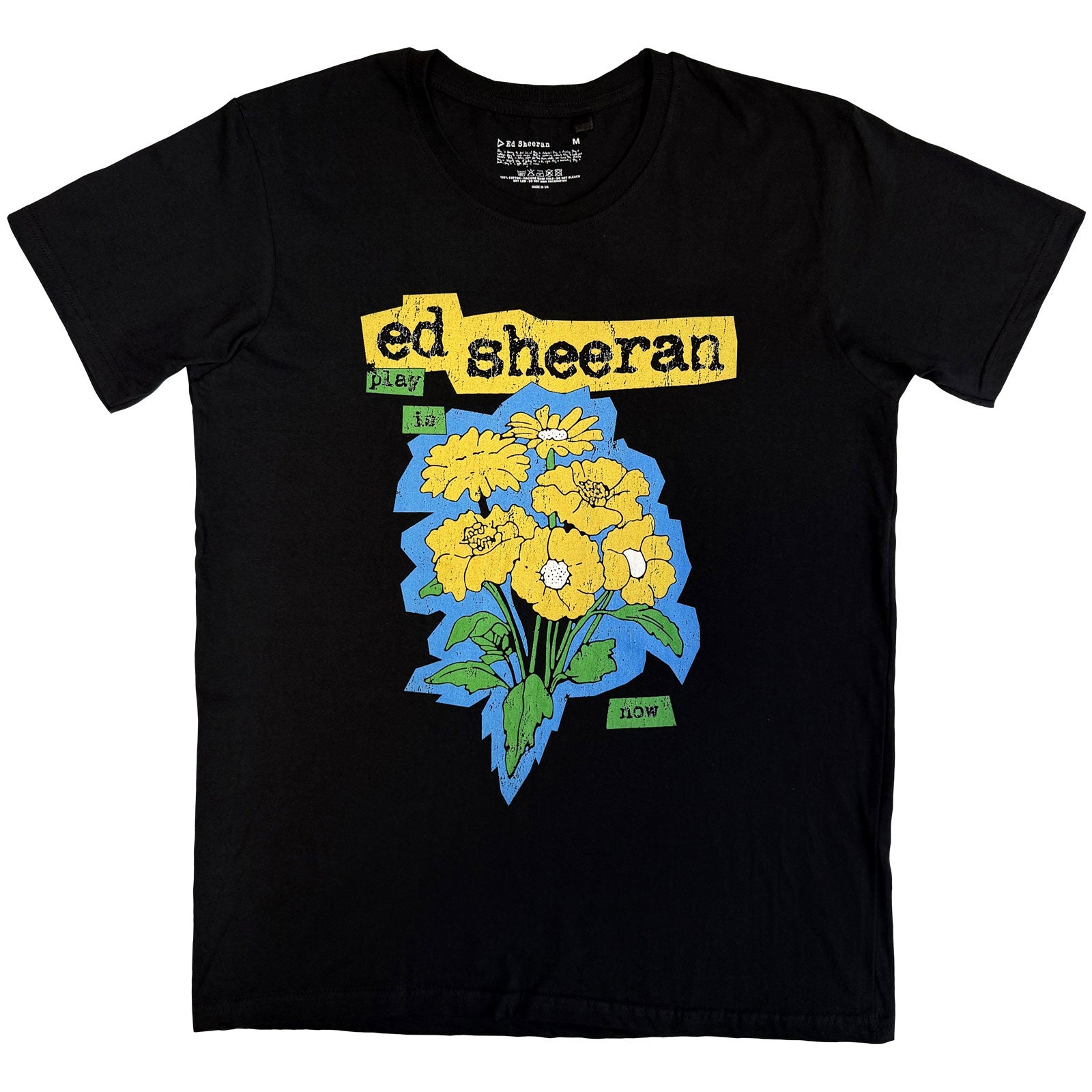 Ed Sheeran Unisex T-Shirt: Play Flowers (Black)