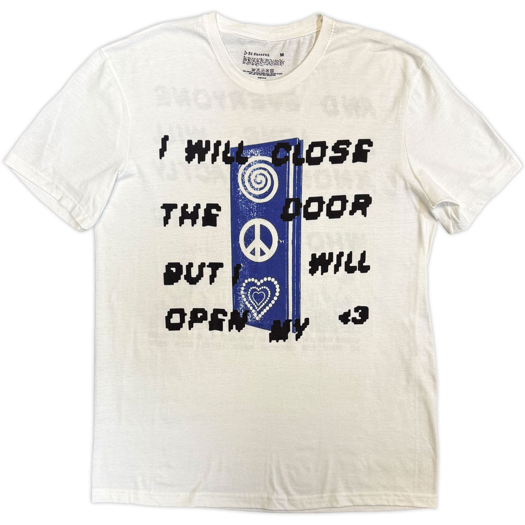 Ed Sheeran Unisex T-Shirt: Close The Door (White) (Back Print)