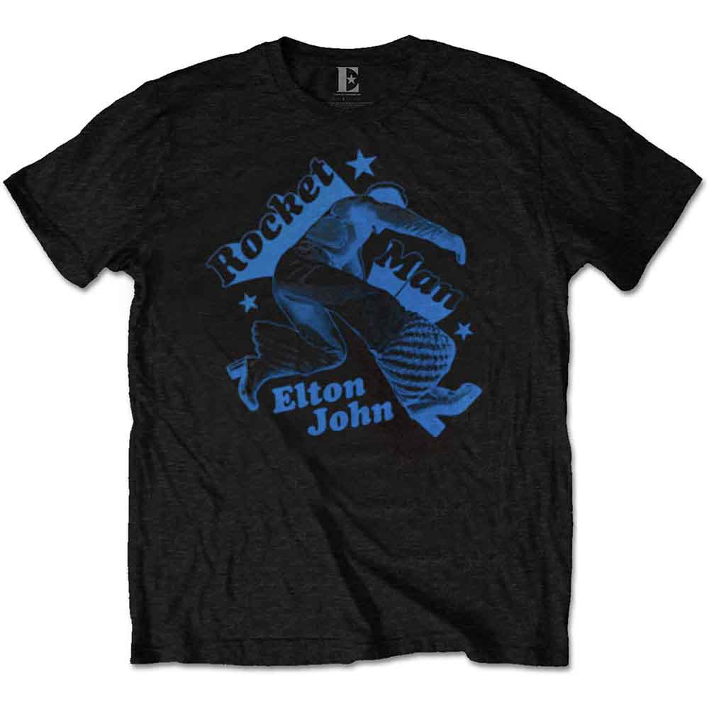 Elton John Unisex T-Shirt: Rocketman Jump (Black)