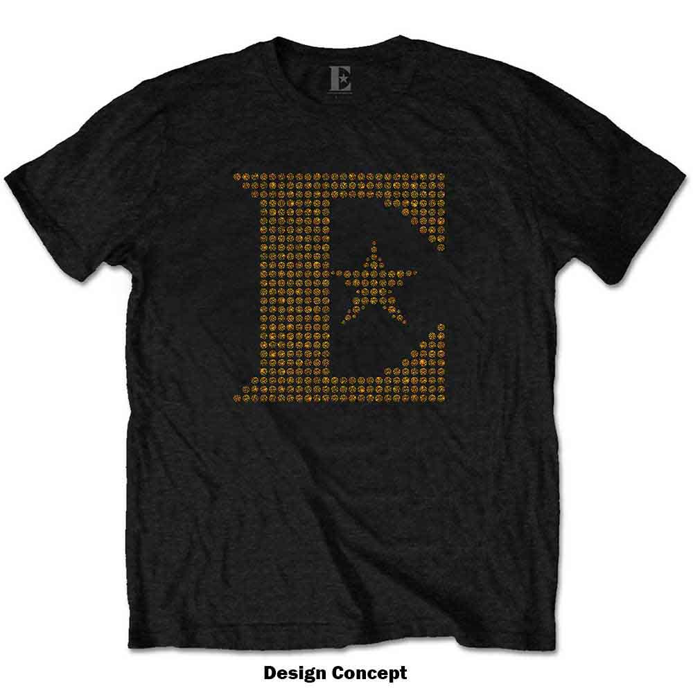 Elton John Unisex T-Shirt: E Logo (Black) (Embellished)