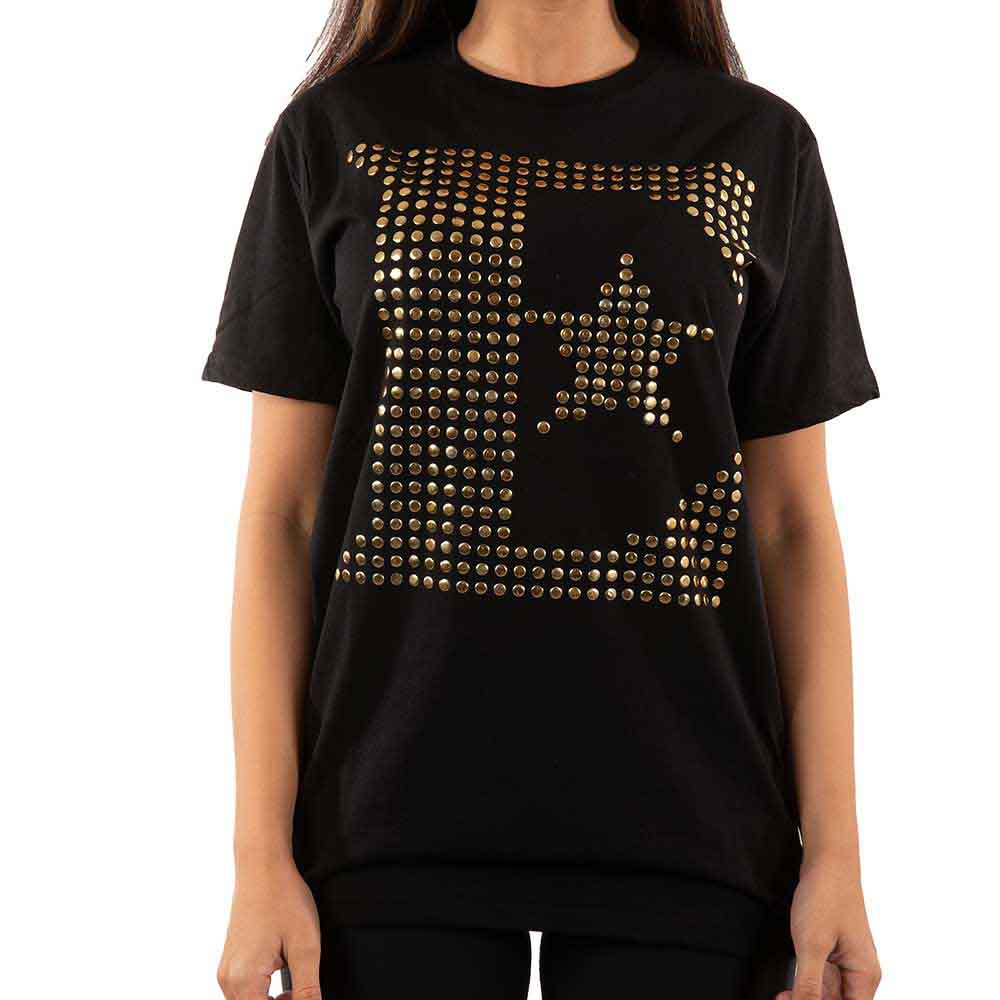 Elton John Unisex T-Shirt: E Logo (Black) (Embellished)
