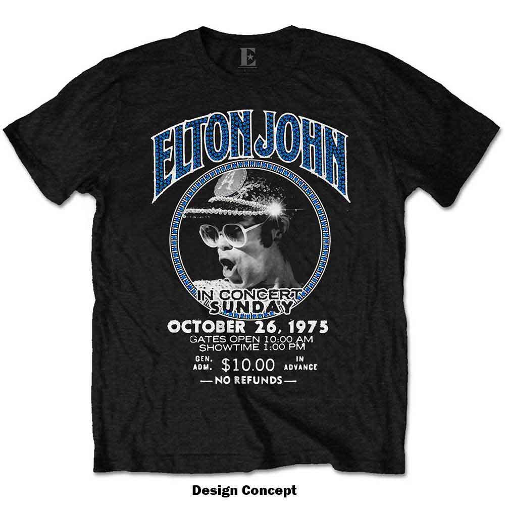 Elton John Unisex T-Shirt: In Concert (Black) (Embellished)