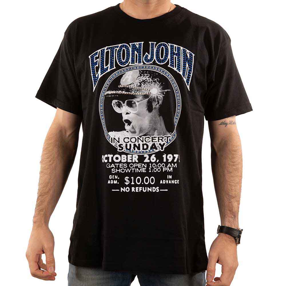 Elton John Unisex T-Shirt: In Concert (Black) (Embellished)