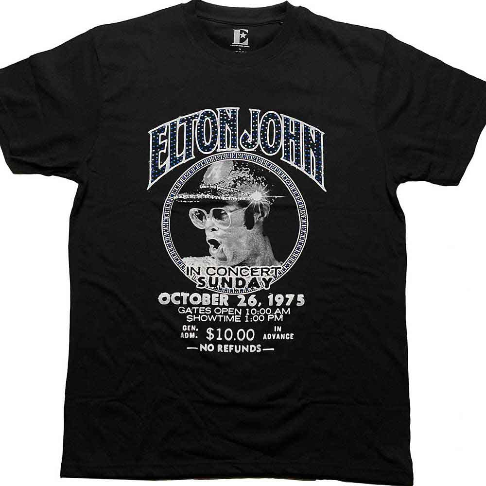 Elton John Unisex T-Shirt: In Concert (Black) (Embellished)