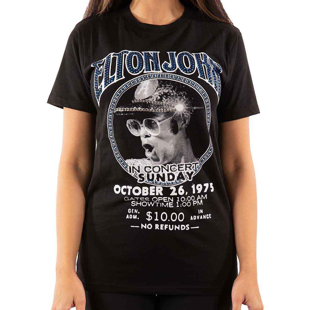 Elton John Unisex T-Shirt: In Concert (Black) (Embellished)