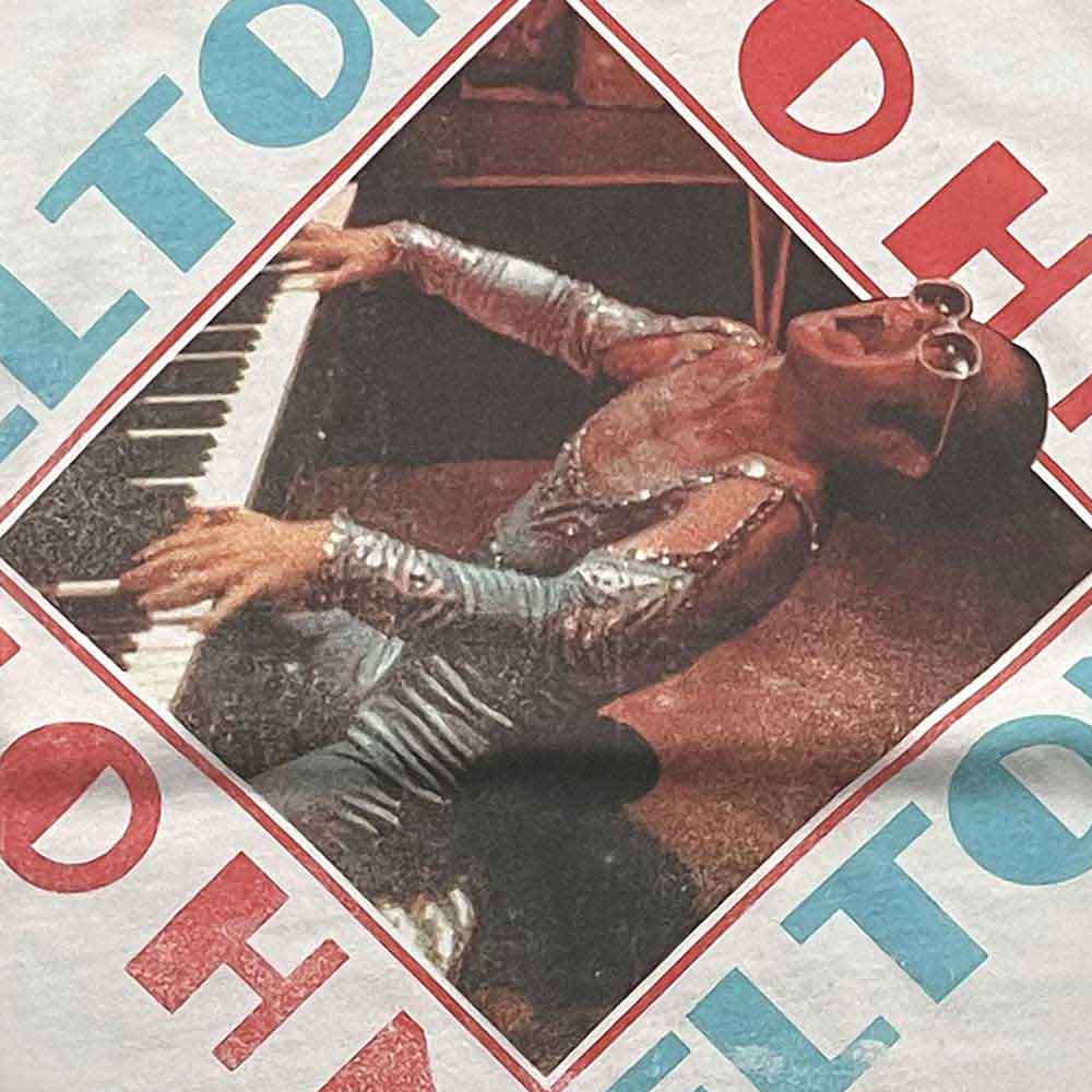 Elton John Unisex Ringer T-Shirt: Piano Diamond (White)