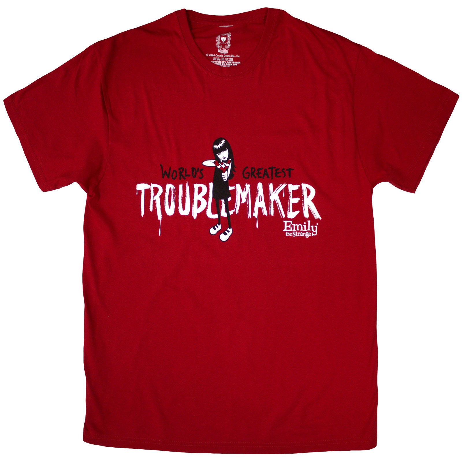 Emily The Strange Unisex T-Shirt: Troublemaker (Red)