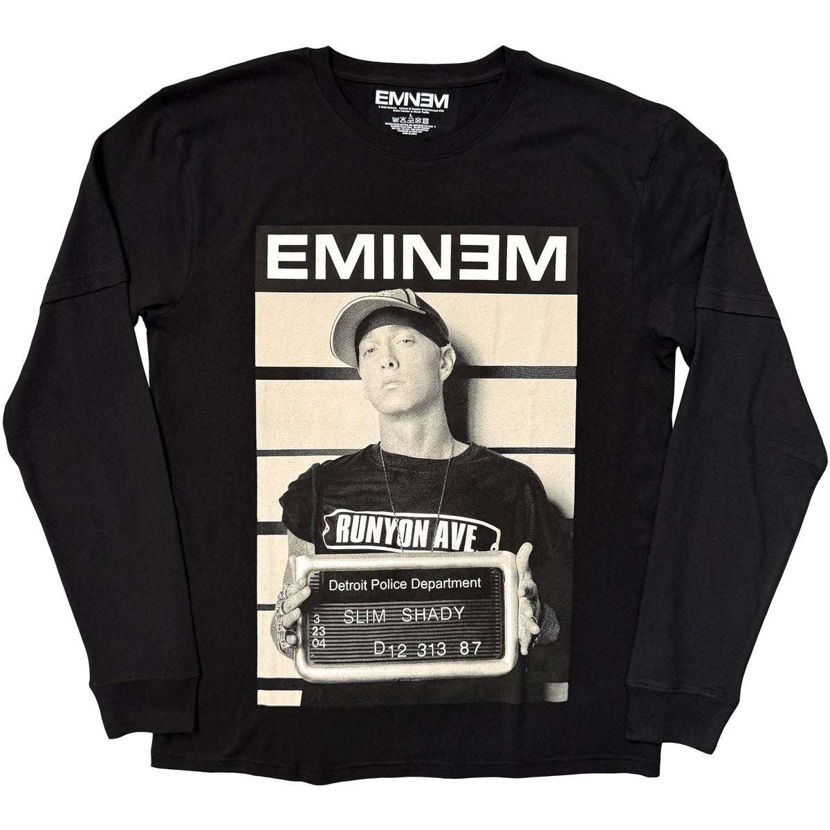 Eminem Unisex 2 In 1 Layered Long Sleeve T-Shirt: Arrest (Black)